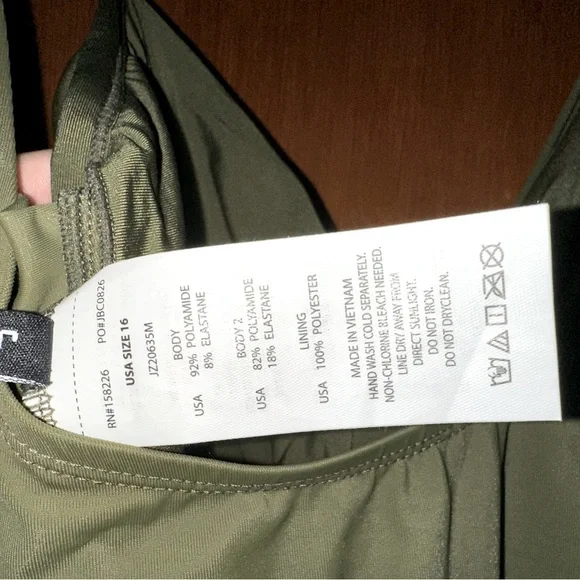 Olive green Jantzen one piece swimsuit, size 16. - Picture 4 of 5